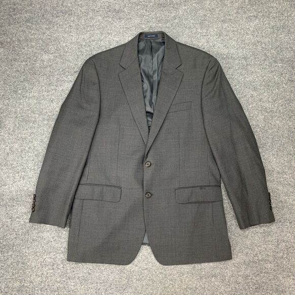 Ralph by Ralph Lauren Blazer Mens 41R Charcoal Grey Wool Shoulder Pads Striped - Picture 2 of 12